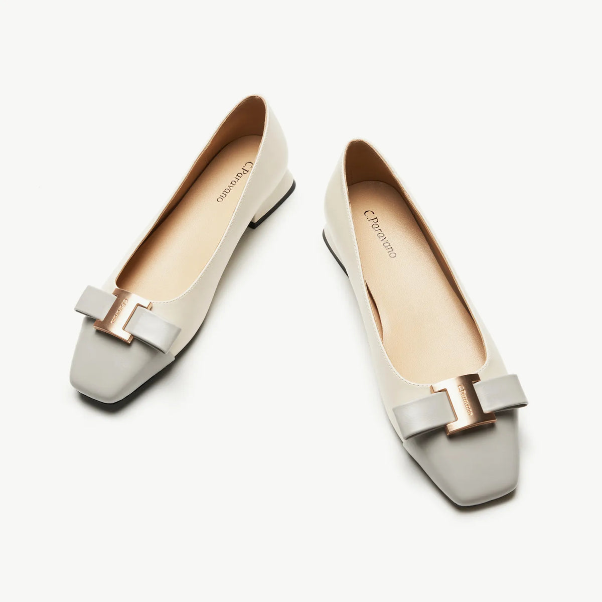 Metal Buckle Bow Detail Flats(Serena）