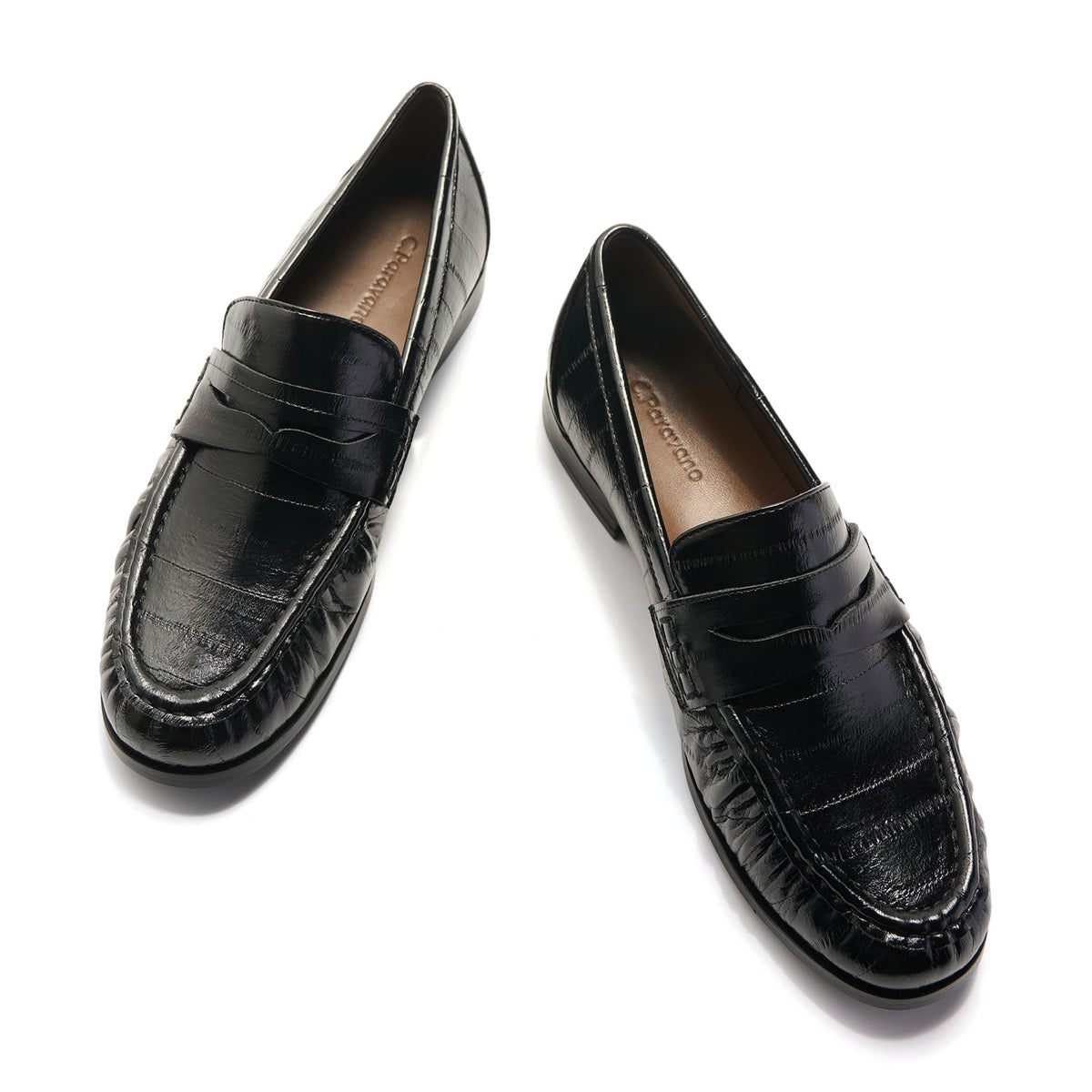 Eel Effect Penny Loafers (Soho Embossed)