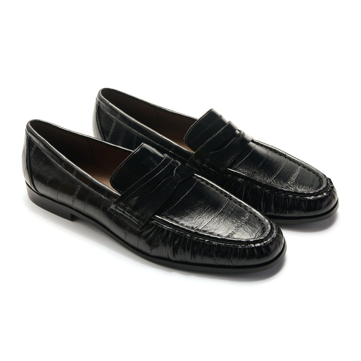 Eel Effect Penny Loafers (Soho Embossed)