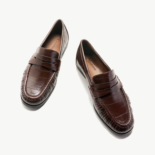 Eel Effect Penny Loafers (Soho Embossed)